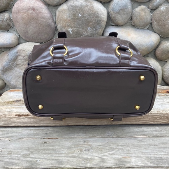 IMAN Brown Faux Leather Double Handle Satchel Travel Bag - Picture 6 of 7